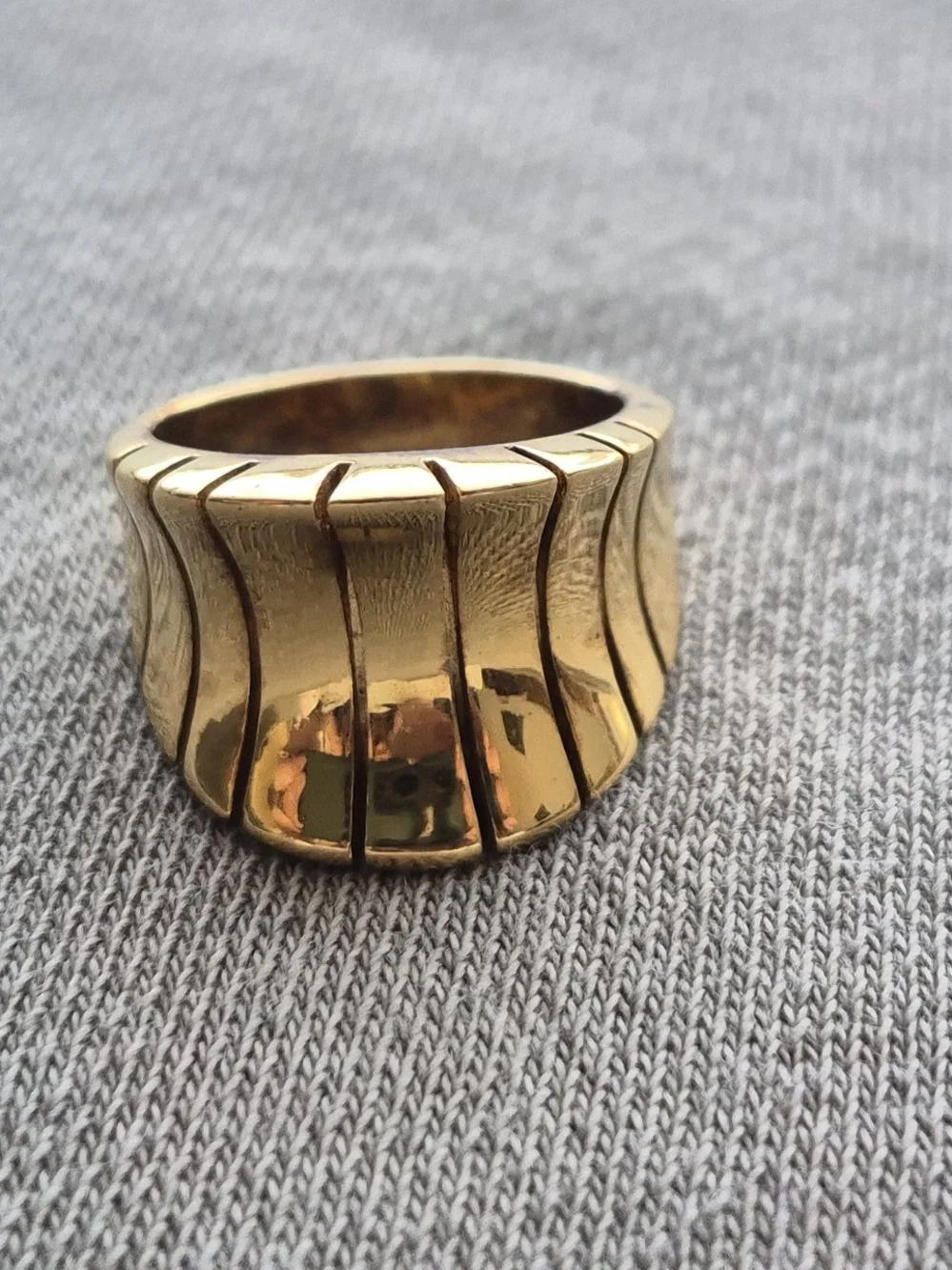 Gold Wide Ribbed Statement Ring - Women Jewelry